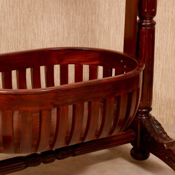 Handcrafted Traditional Teak Wood Baby Cradle with Natural Wood Finish – Shalvika Living Innovations - Image 2