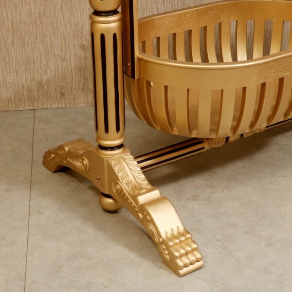 Wooden Handcrafted Designer Baby Cradle - Image 3