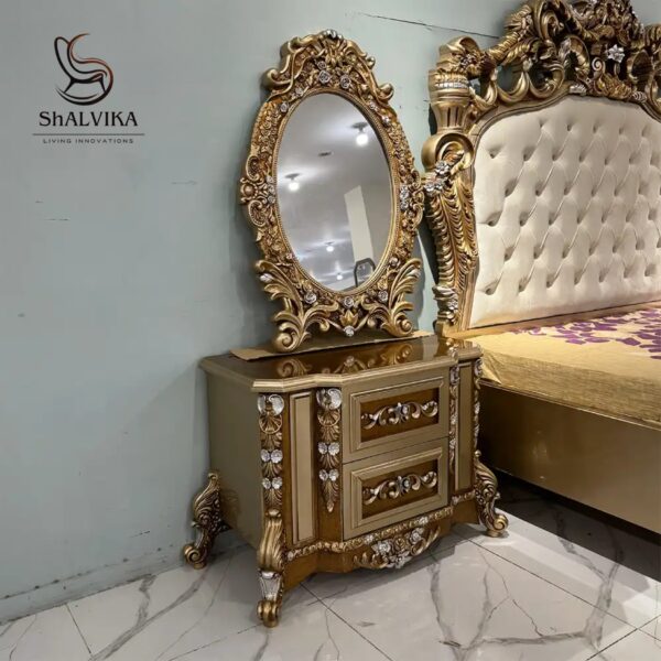 Royal Luxury Hand Carved Wooden Bedroom Furniture Set - Image 3