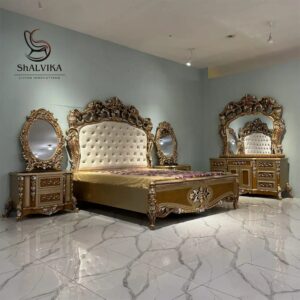 Royal Luxury Handcarved Wooden Bedroom Furniture Set – Premium Solid Wood Designer Furniture by Shalvika Living Innovations