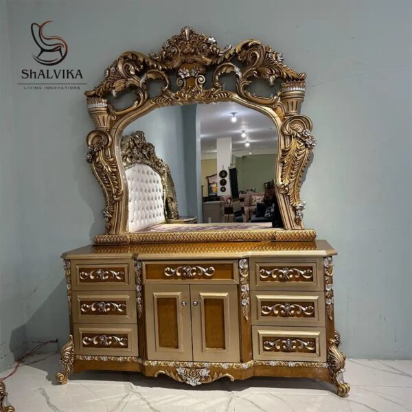 Royal Luxury Handcarved Wooden Bedroom Furniture Set – Premium Solid Wood Designer Furniture by Shalvika Living Innovations