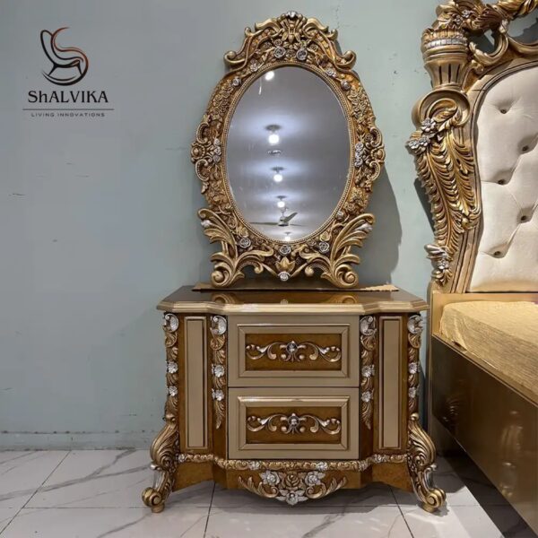 Royal Luxury Handcarved Wooden Bedroom Furniture Set – Premium Solid Wood Designer Furniture by Shalvika Living Innovations