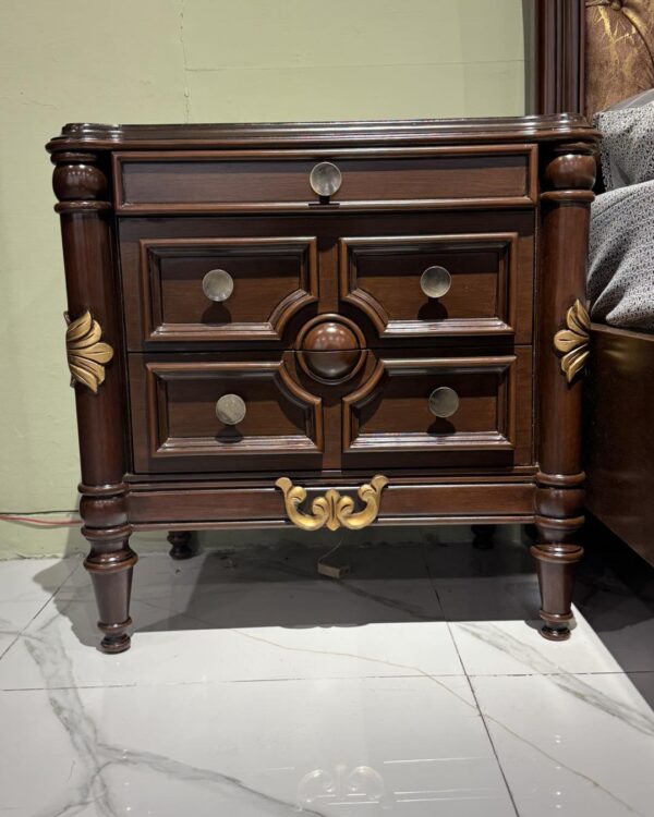 “Royal Teak Wood Finish Bed – Luxury Handcrafted Bedroom Furniture by Shalvika Living Innovations”