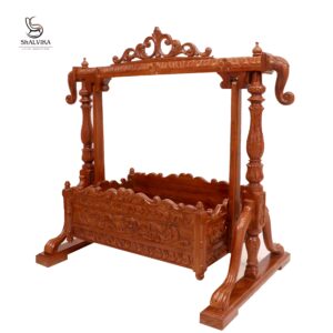 Handmade Teak Wooden Baby Cradle in Natural Brown Finish – Shalvika Living Innovations