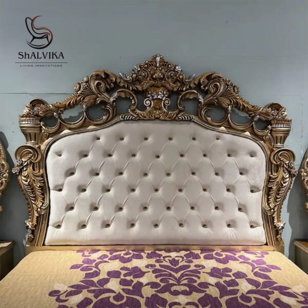 Royal Luxury Handcarved Wooden Bedroom Furniture Set – Premium Solid Wood Designer Furniture by Shalvika Living Innovations