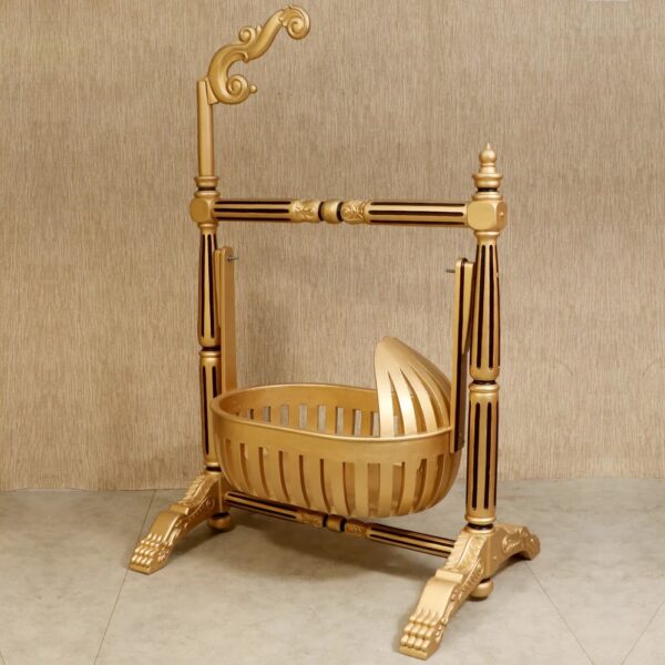 Wooden Handcrafted Designer Baby Cradle - Image 7