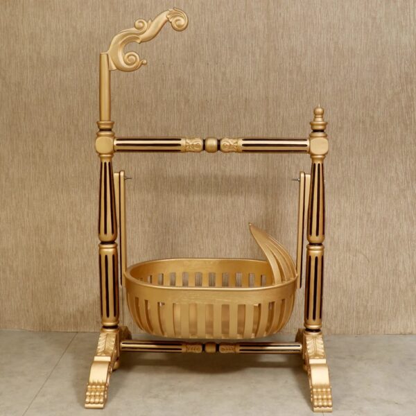 Wooden Handcrafted Designer Baby Cradle - Image 2