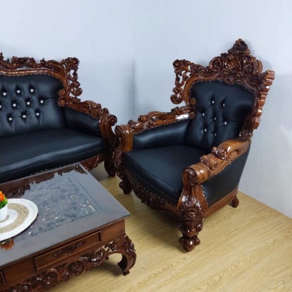 Wooden Handcarved Designer Sofa set by Shalvika Living Innovations - Image 4