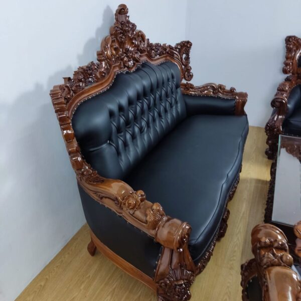 Wooden Handcarved Designer Sofa set by Shalvika Living Innovations - Image 5