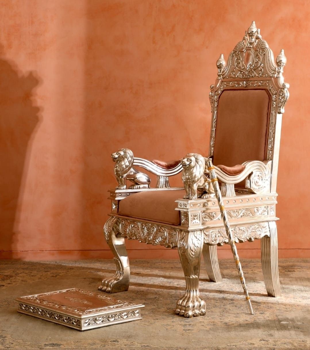 Wooden Royal Maharaja Style Guruji Chair in Teak Wood