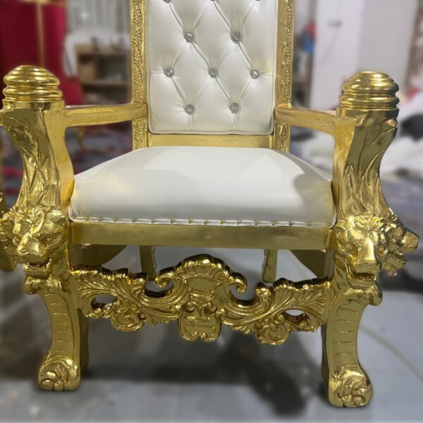 Wooden Royal King Throne Chair set - Image 4