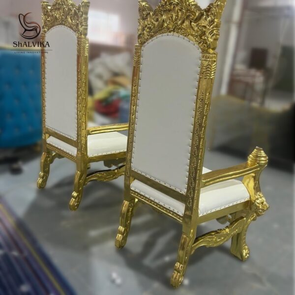 Wooden Royal King Throne Chair set - Image 5