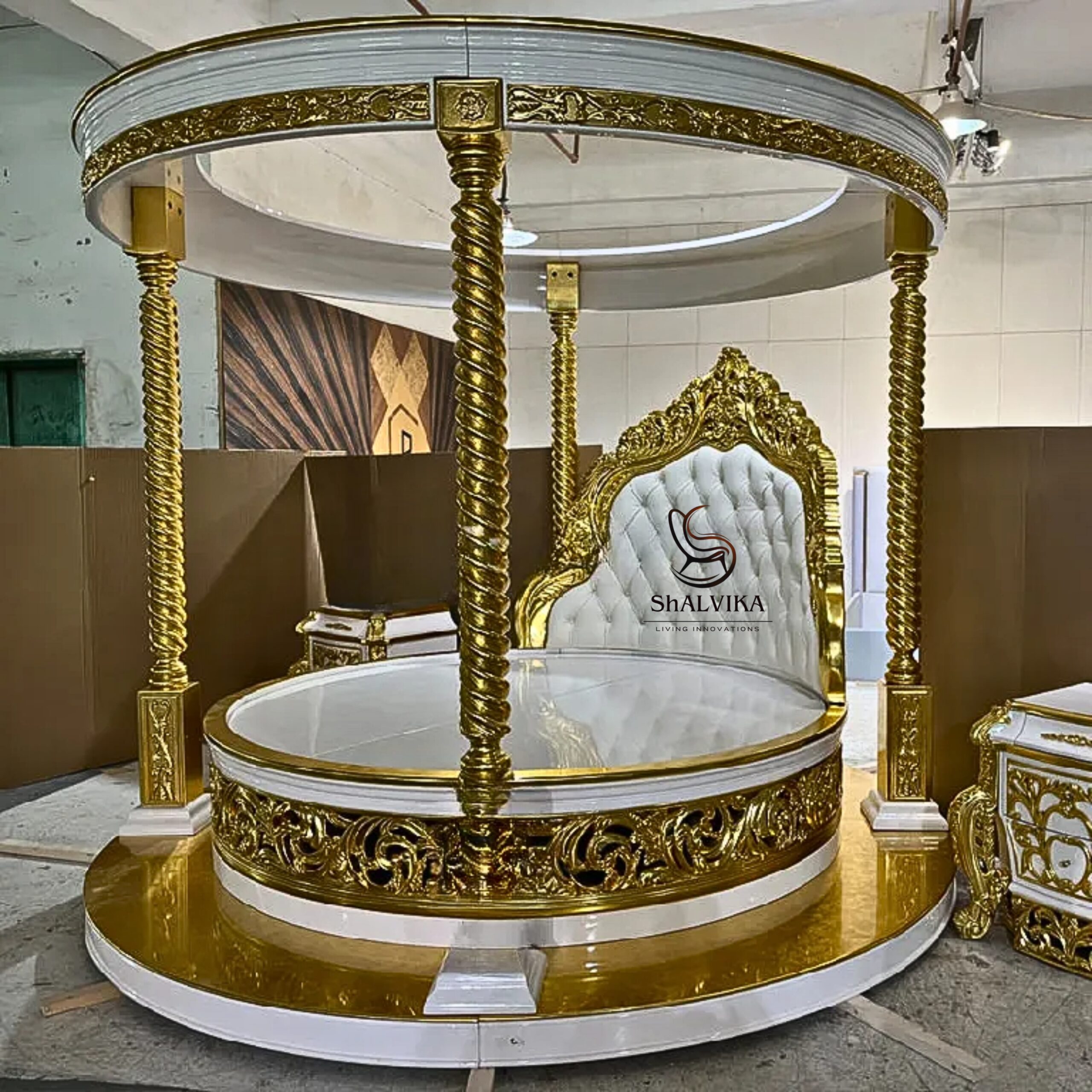 European Wooden Round Bed Design with Price - Image 5