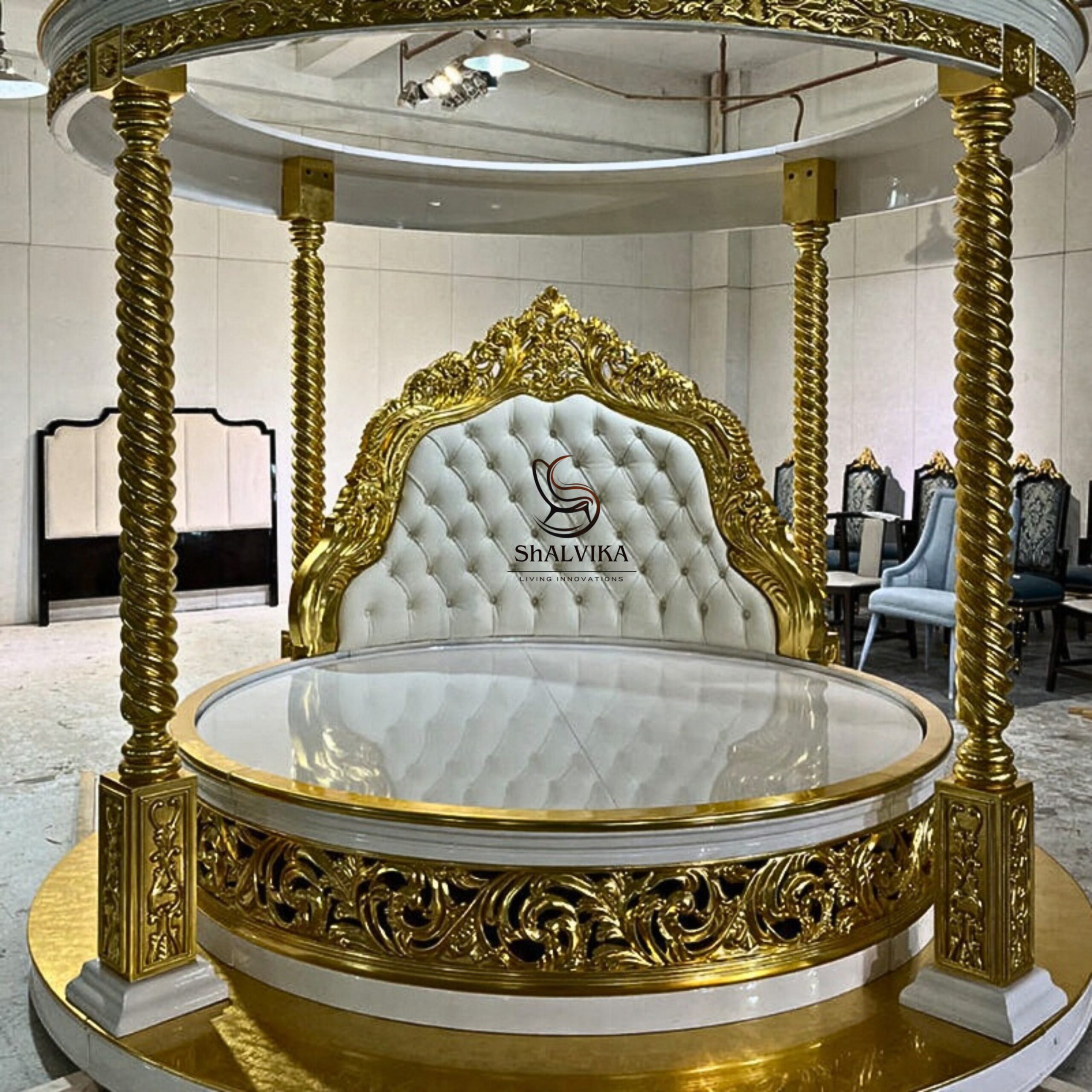 European Wooden Round Bed Design with Price - Image 4