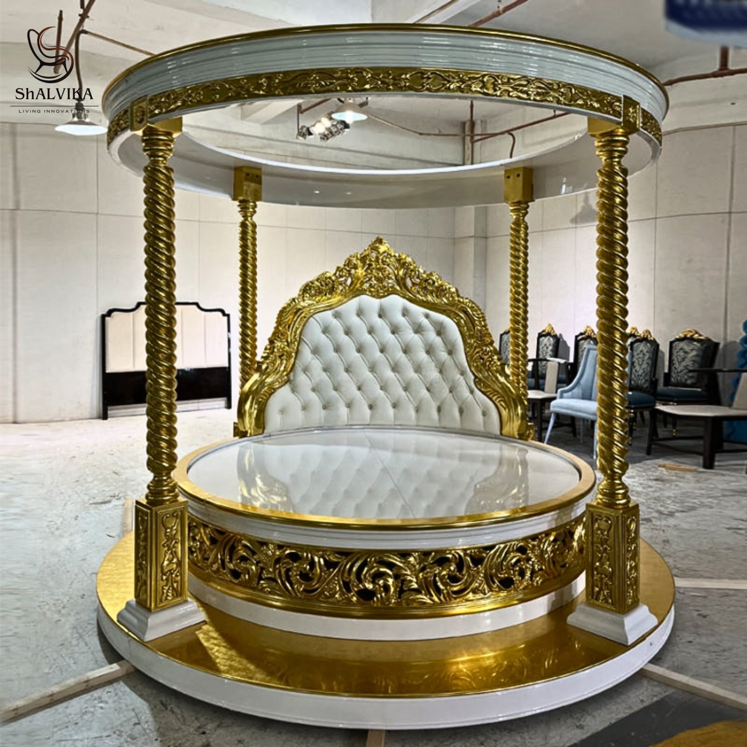 European Wooden Round Bed Design with Price - Image 7