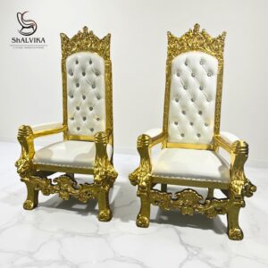 Wooden Royal King Throne Chair set