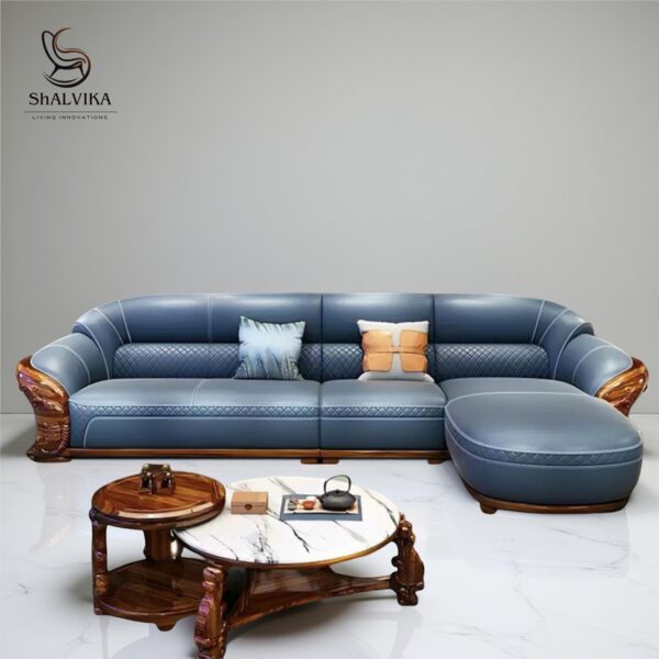 Luxury Wooden Handcrafted L-Shape Sofa Set – Shalvika Living Innovations