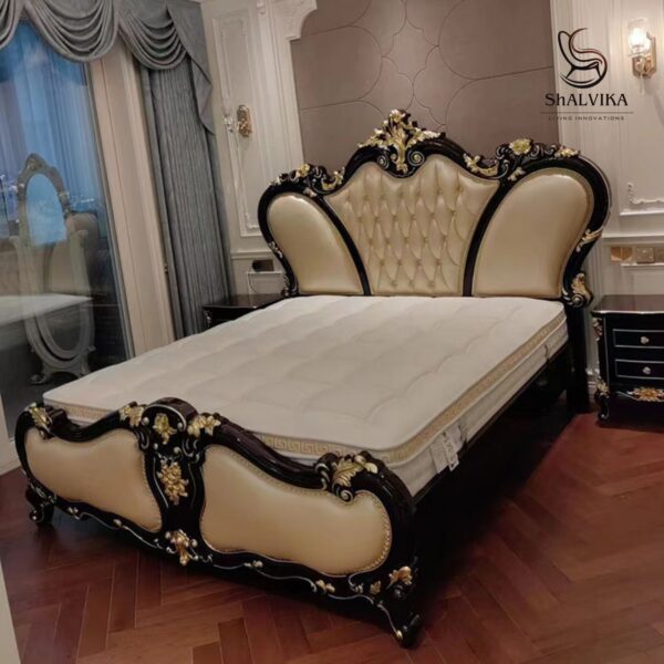 Teak Wooden Carved Traditional Bed