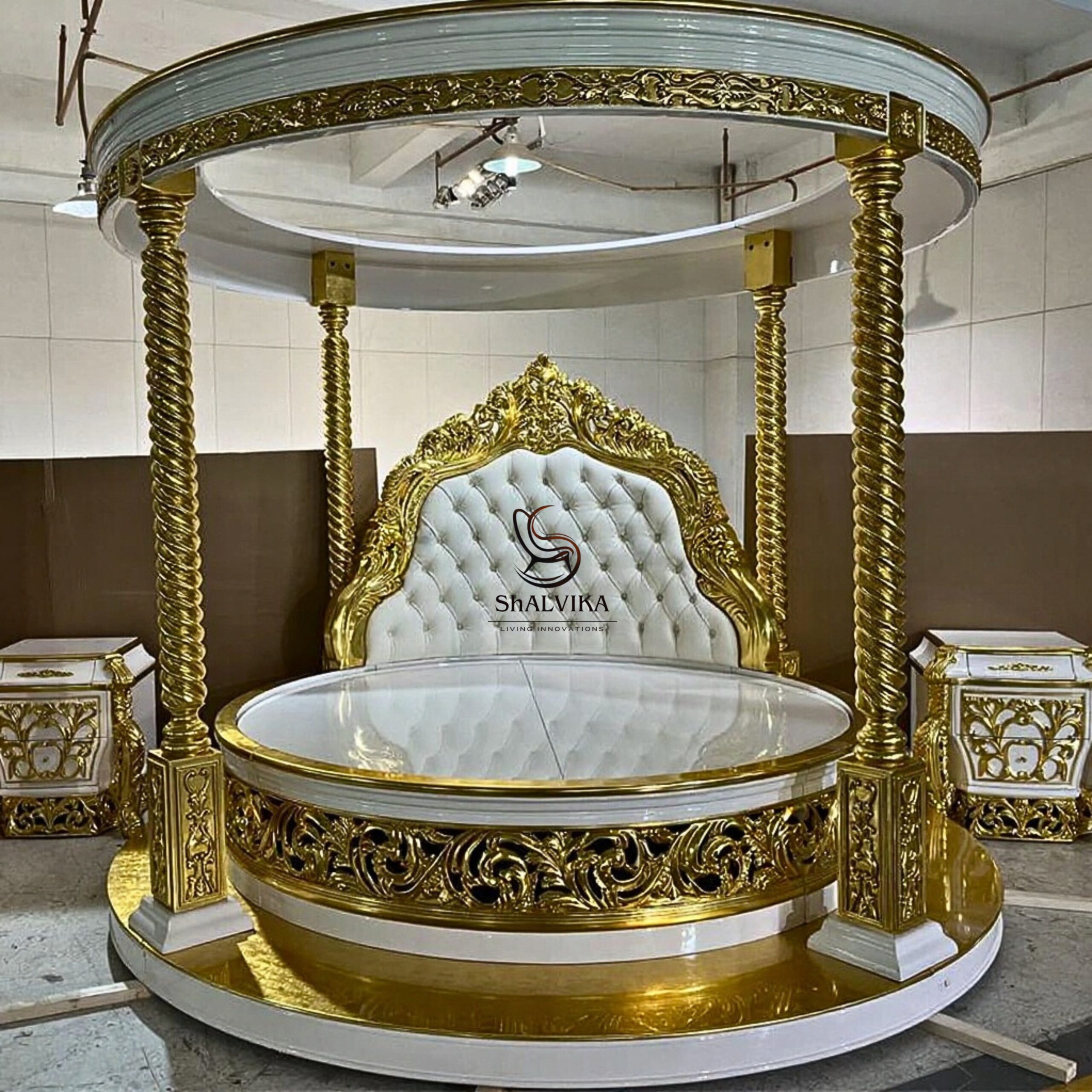 European Wooden Round Bed Design with Price - Image 6