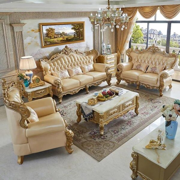 Wooden Royal Luxury Carved Sofa Set - Image 2