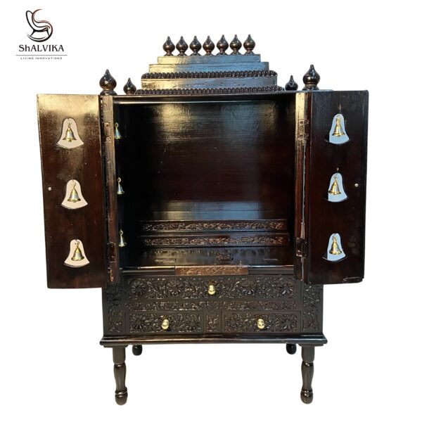 Hand Carved Teak Wood Pooja Mandir – Premium Wooden Temple for Home