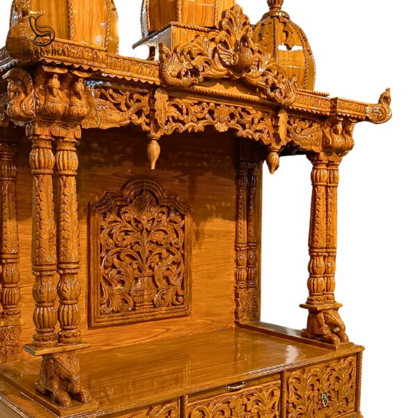 Premium Teak Wooden Carved Mandir Design – Handcrafted Pooja Temple