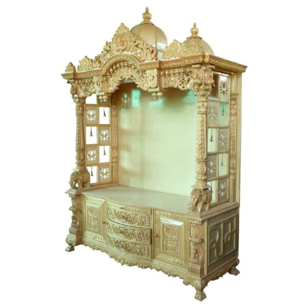 Wooden Handcrafted Designer Temple in Teak Wood – Shalvika Living Innovations - Image 4