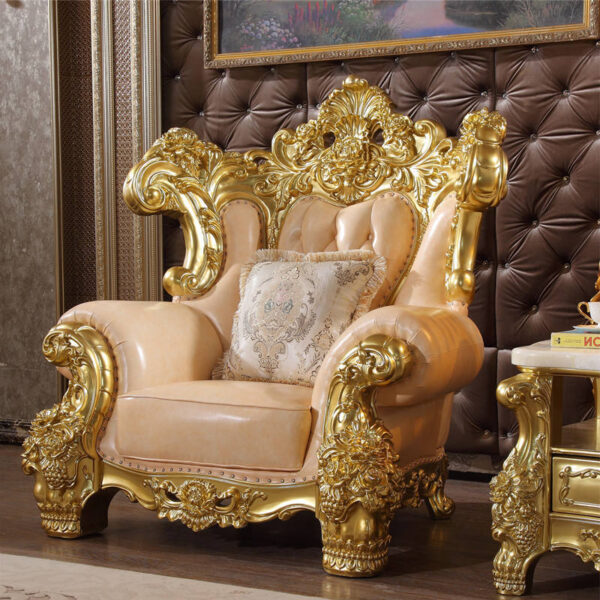Latest Designs High Quality Luxury Villa Simple European Leather Solid Wood Carved Sofa Furniture - Image 2