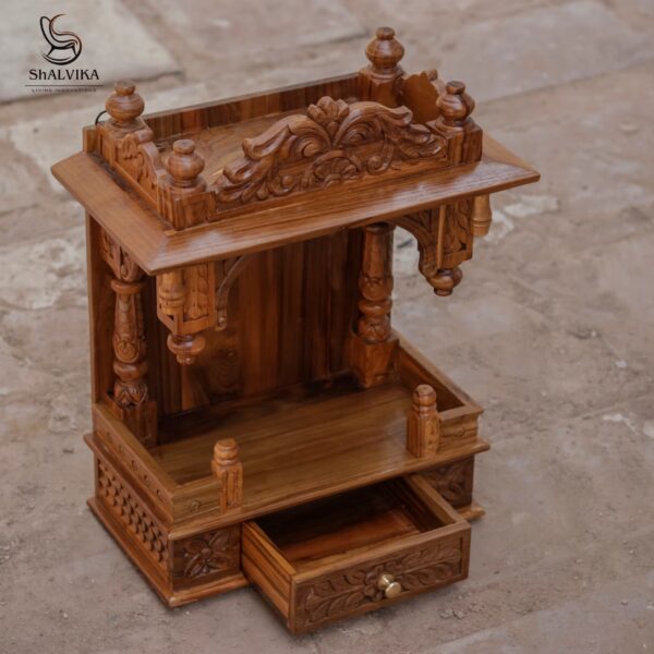 wooden mandir design for home wall mounted - Image 3