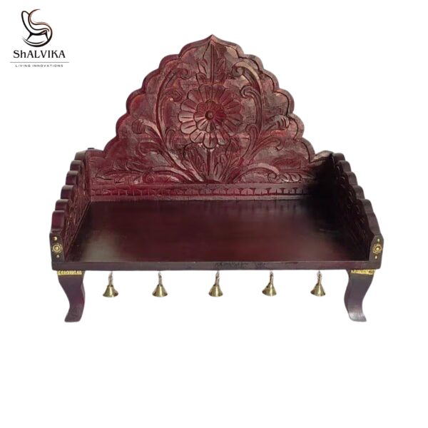 Wooden Handmade Big Puja Chowki | Designer Home Temple Chowki by Shalvika Living Innovations