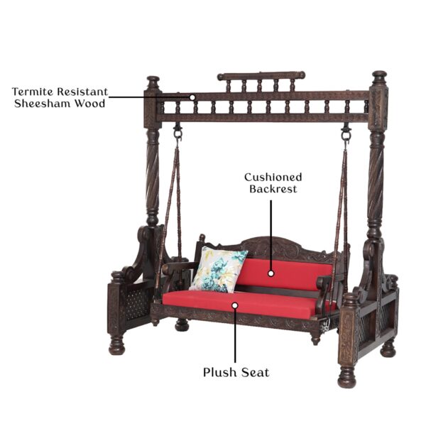Wooden Handcrafted Designer Swing – Luxury Jhula for Home by Shalvika Living Innovations - Image 3