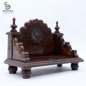 Wooden Handcrafted Puja Chowki Singhasan | Designer Home Temple Chowki by Shalvika Living Innovations