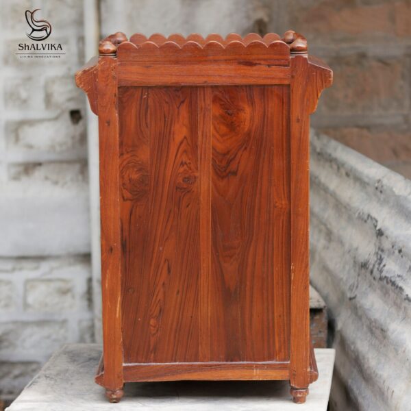 Elegantly Top Carved 2 Drawer Handmade Wooden Small Temple for Home – Shalvika Living Innovations