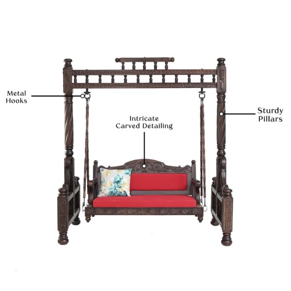 Wooden Handcrafted Designer Swing – Luxury Jhula for Home by Shalvika Living Innovations - Image 2
