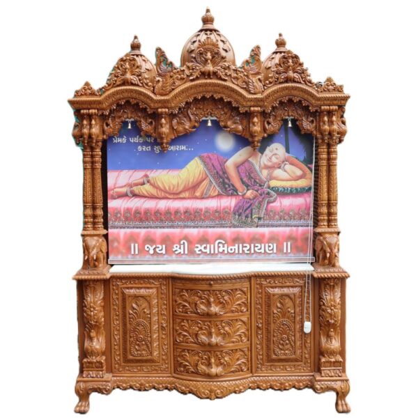 Wooden Handcrafted Teak Wood Large Temple – Premium Designer Mandir by Shalvika Living Innovations - Image 2