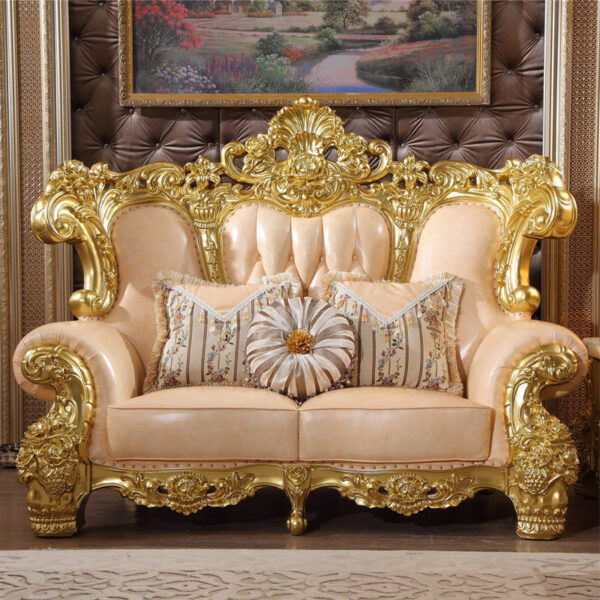 Latest Designs High Quality Luxury Villa Simple European Leather Solid Wood Carved Sofa Furniture - Image 4