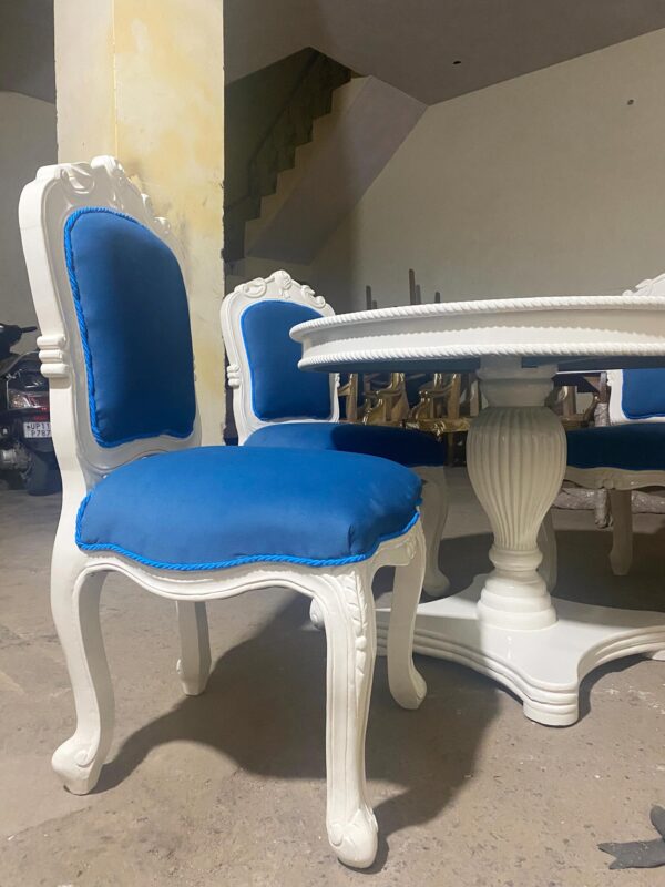Hand Carved Dining Table with Chairs Luxury Wooden Set - Image 5