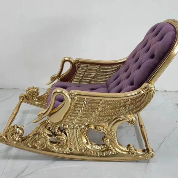 Fully Hand Carved Luxurious Four-season Lunch Break Wooden Royal Carved Rocking Chair - Image 4