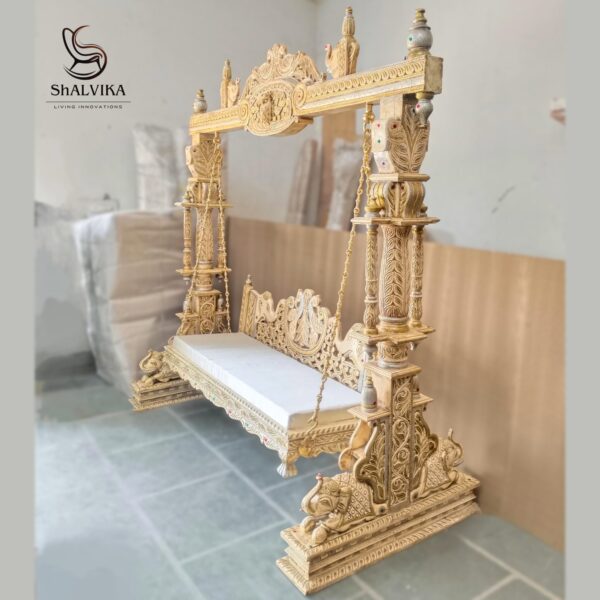 Wooden Carved Maharaja Swing | Royal Handcrafted Jhoola by Shalvika Living Innovations