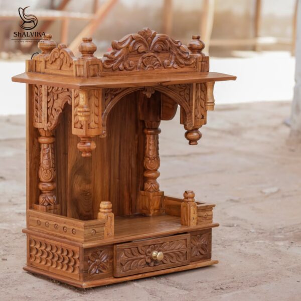 wooden mandir design for home wall mounted - Image 2