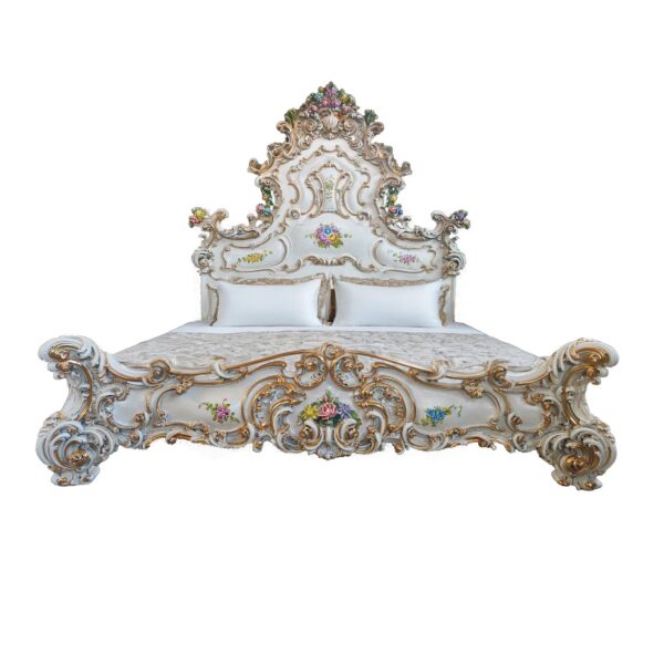 Wooden Multicolored Hand-Carved Designer Bed - Image 5