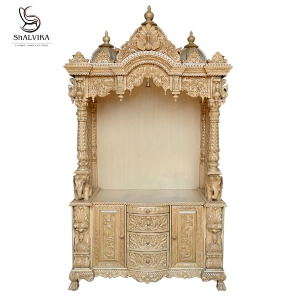 Wooden Designer Puja Mandir for Home - Image 2