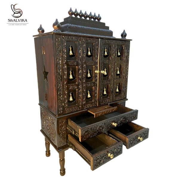Hand Carved Teak Wood Pooja Mandir – Premium Wooden Temple for Home