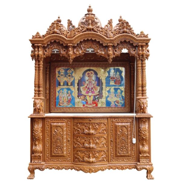 Wooden Handcrafted Teak Wood Large Temple – Premium Designer Mandir by Shalvika Living Innovations - Image 4