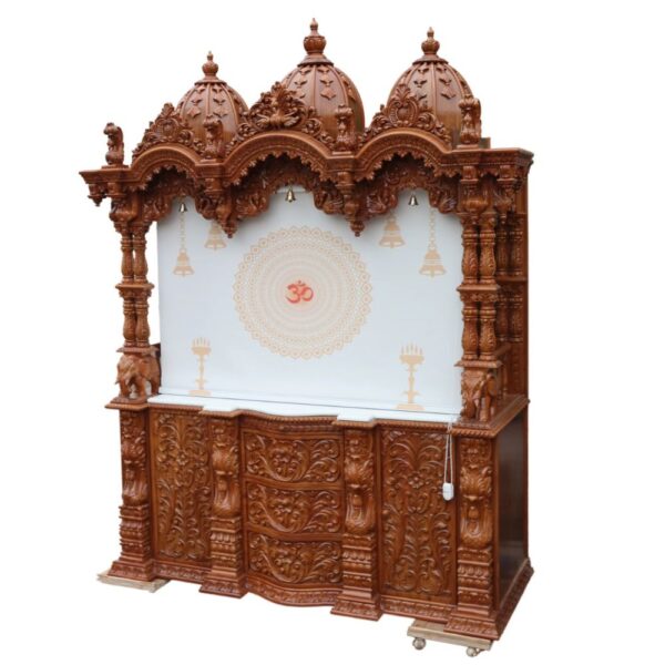 Wooden Handmade Designer Big Swaminarayan Mandir in Teak Wood – Shalvika Living Innovations - Image 3