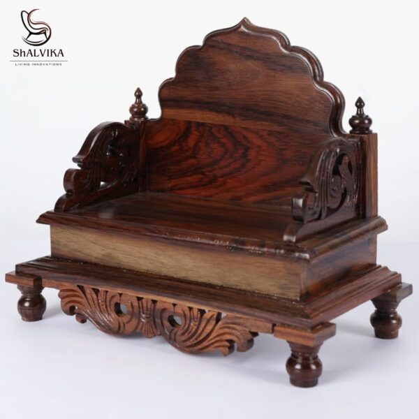 Wooden Traditional Handcrafted Designer Puja Chowki | Home Temple Chowki by Shalvika Living Innovations
