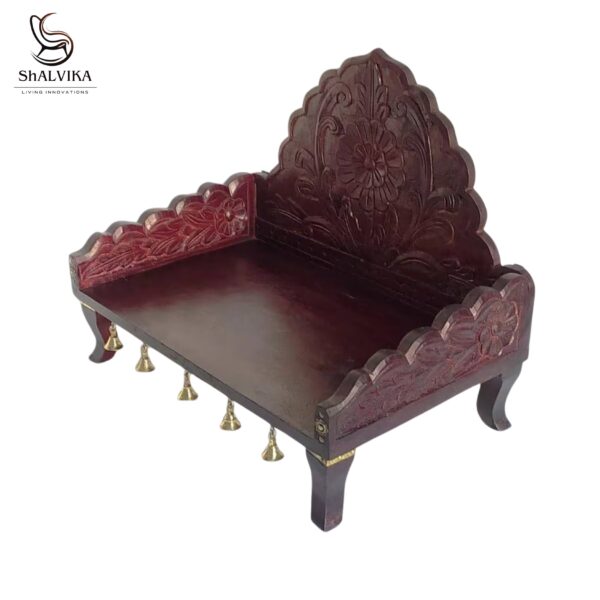 Wooden Handmade Big Puja Chowki | Designer Home Temple Chowki by Shalvika Living Innovations