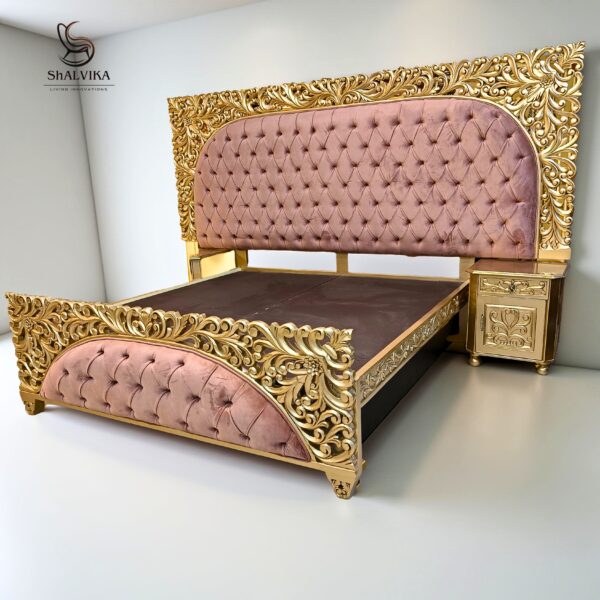Wooden Handmade Luxury Carved Bed - Image 3