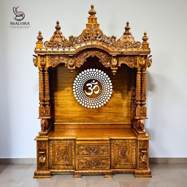 Teak Wooden South Indian Style Pooja Temple