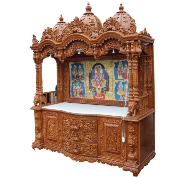 Wooden Handcrafted Teak Wood Large Temple – Premium Designer Mandir by Shalvika Living Innovations - Image 3